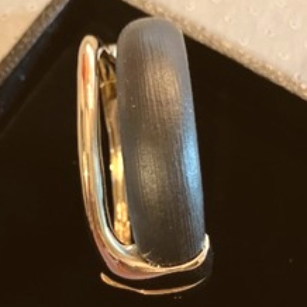 Alexis Bittar Double Stack Gold-Tone and Black Lucite Hinge Bracelet Bangle-NWOT - Picture 2 of 9